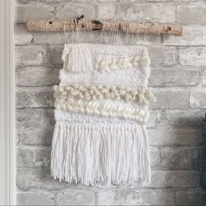 White Beige Woven Boho Tapestry